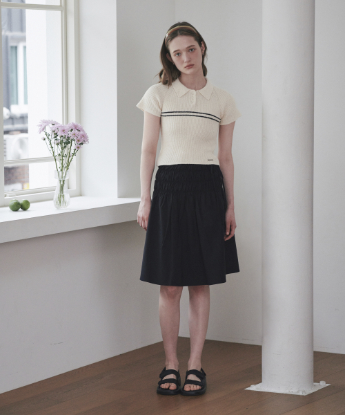 Полосатое поло-трикотаж с коротким рукавом Beige
