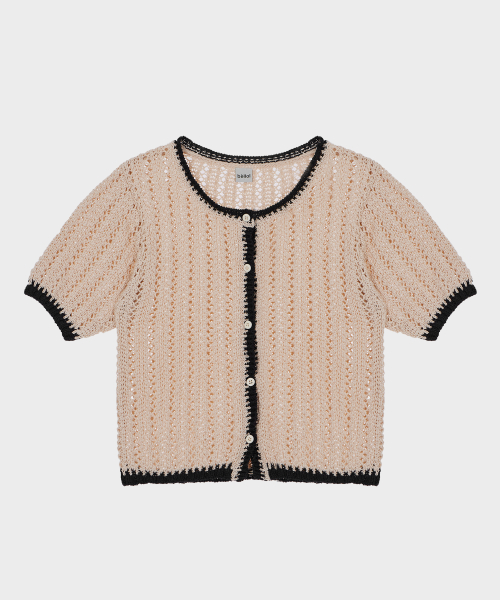 Вязаный крючком кардиган с коротким рукавом Beige