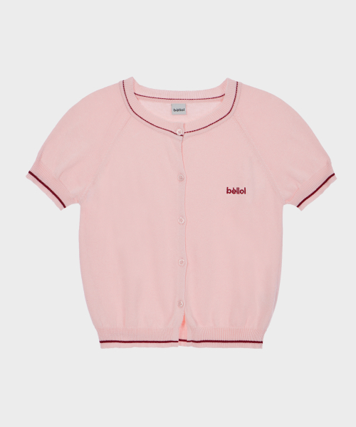 Базовый кардиган в полоску с коротким рукавом, PINK