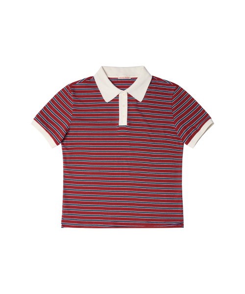 A3481 полосатая пике-футболка Red/Navy