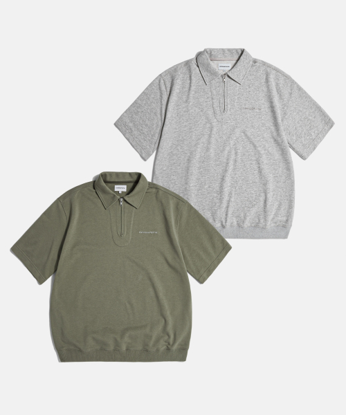Quarter Zip Collar S/S Sweatshirt Olive