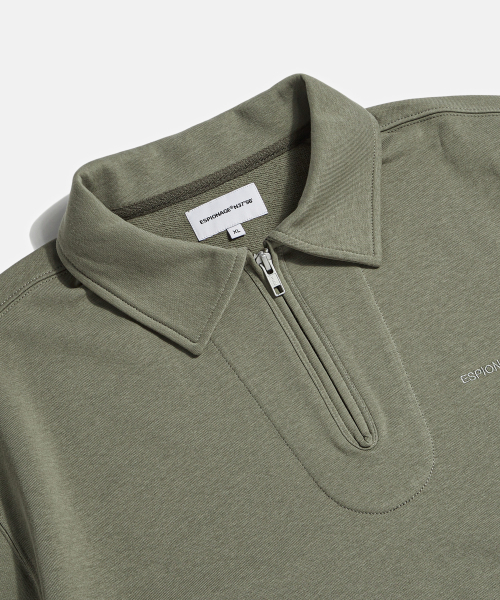 Quarter Zip Collar S/S Sweatshirt Olive