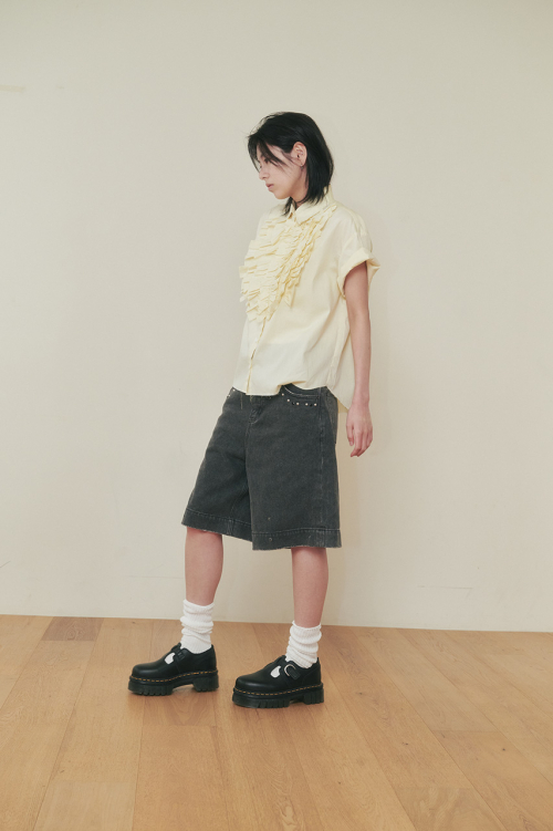 OXFORD FRILL SHIRT, LEMON