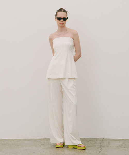 Summer pintuck Wide brюки Cream