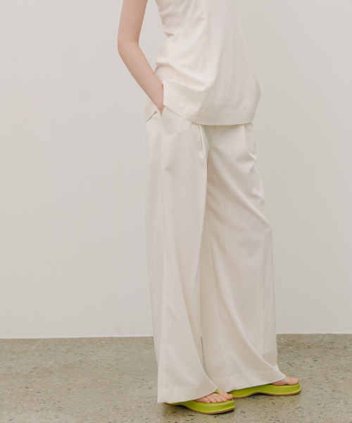 Summer pintuck Wide brюки Cream