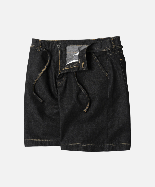 STRING DENIM SHORTS BLACK