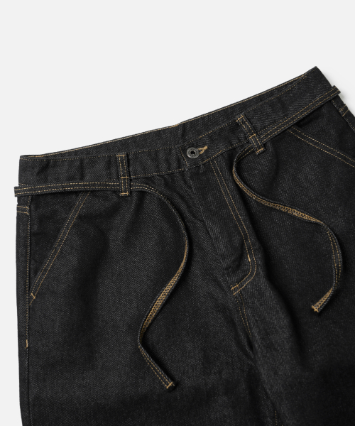 STRING DENIM SHORTS BLACK
