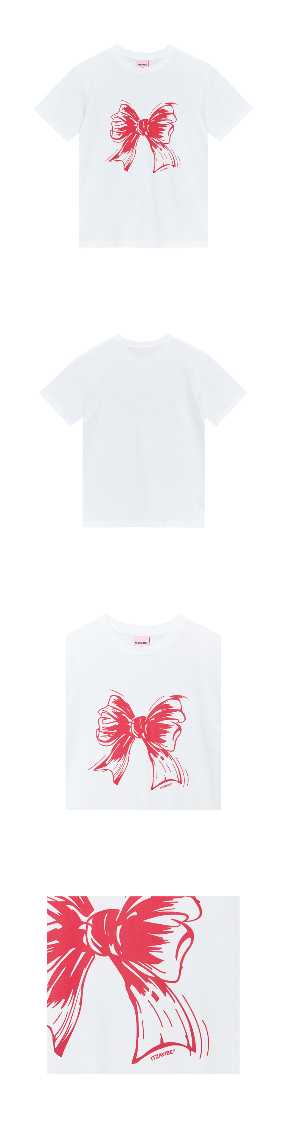 MUSINSA | ITZAVIBE RIBBON LOGO SLIM FIT T SHIRT - WHITE