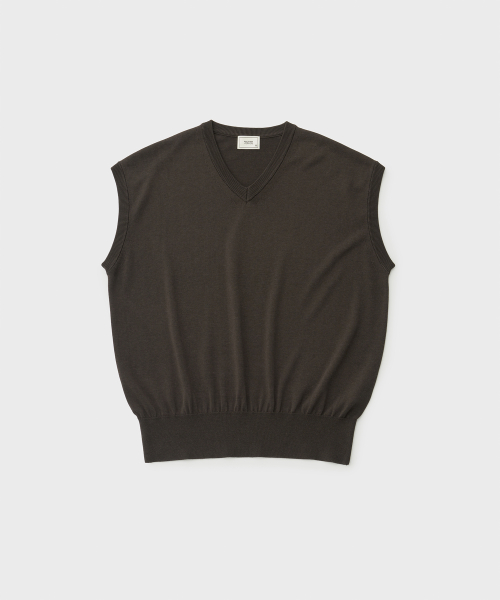Layer Silk Knit Vest Pewter