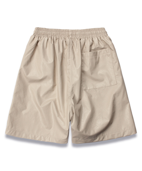 Шорты-бермуды из веганской кожи BEIGE