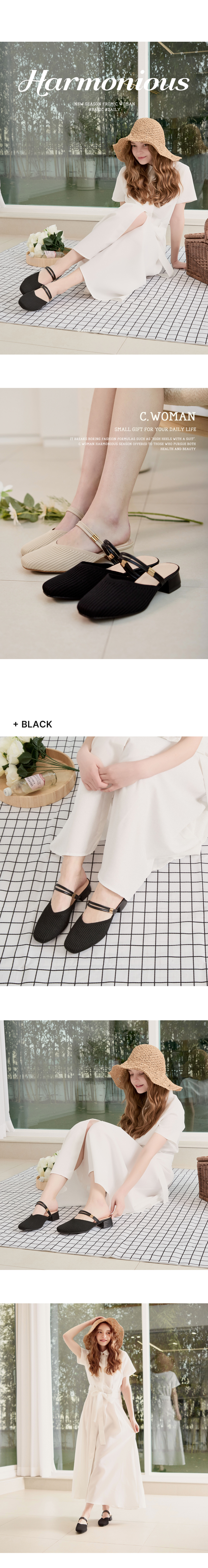 STRAP ROUND TOE MULE - 3 COLORS BLACK