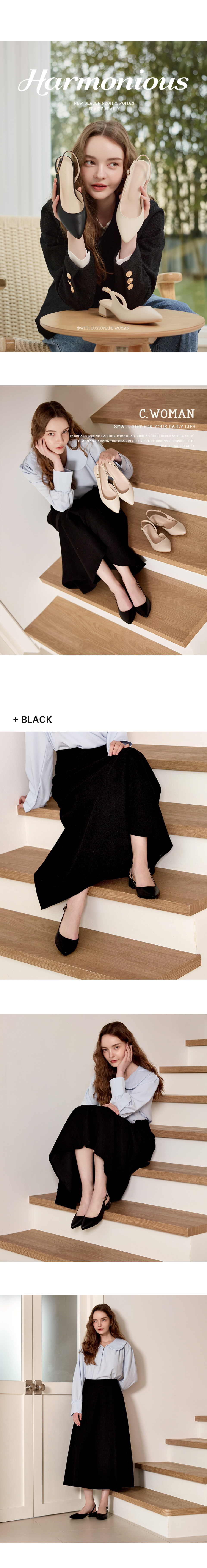 SIDE OPEN SLINGBACK PUMPS REYNA - 3 COLORS BLACK