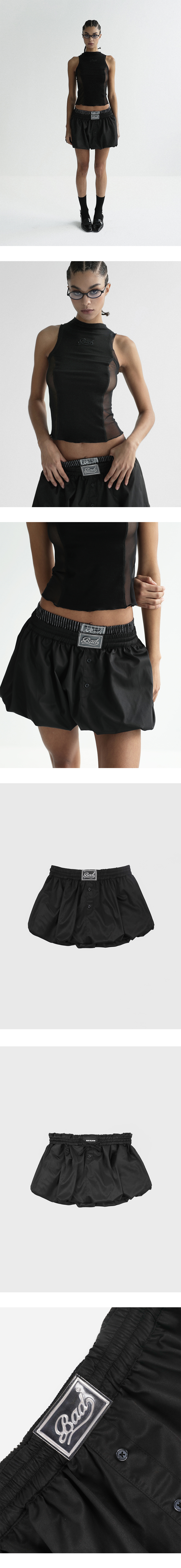 【BADBLOOD】Mystic Nylon Reflective Balloon Mini Skirt MUSINSA | BADBLOOD Balloon Mini Skirt - Black