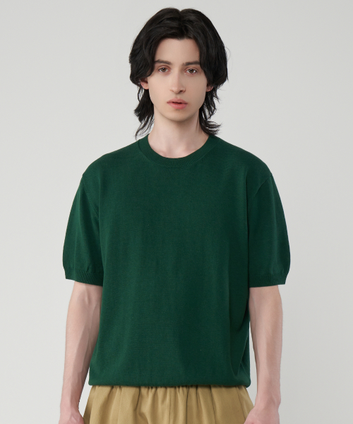 Washable Cool Cotton Short-Sleeved Round Knitwear 4 COLOR