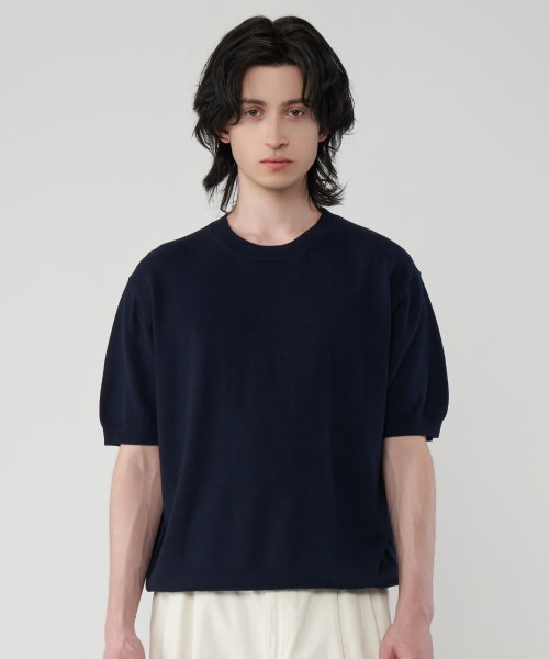 Washable Cool Cotton Short-Sleeved Round Knitwear 4 COLOR