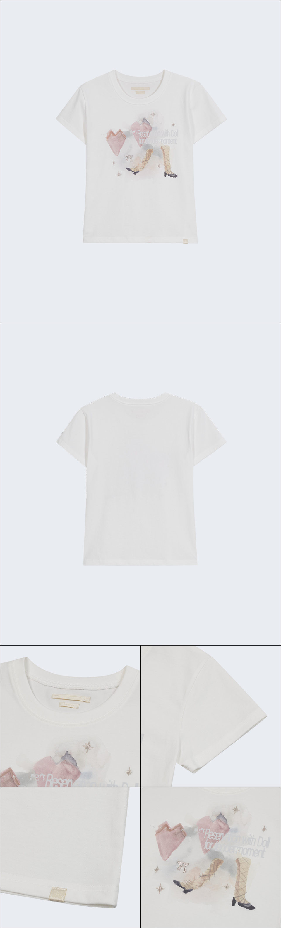 ◇typeservice◇ Soft Embroidery TShirt Off White TYPESERVICE) Soft Embroidery T-Shirt [Off White]