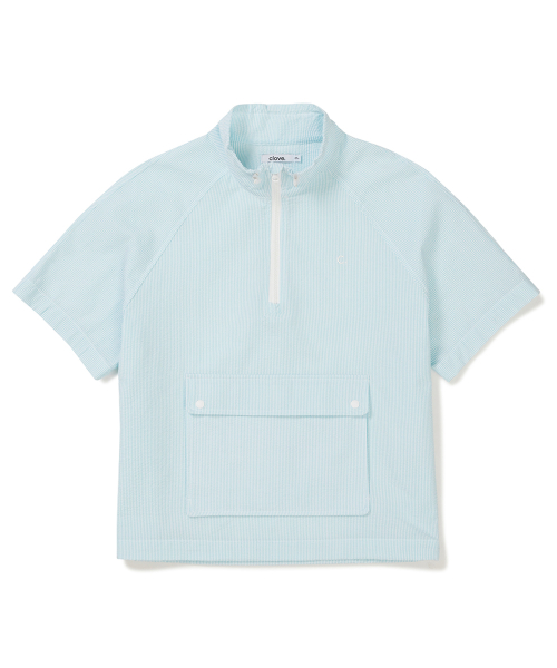 [24SS clove] Seersucker Short Sleeve Anorak Mint
