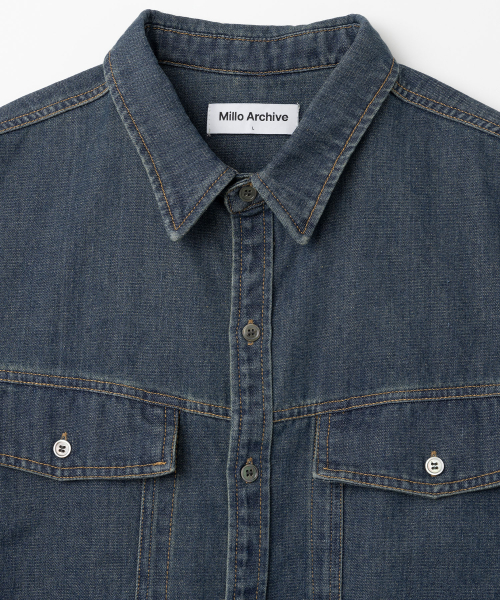 Two Pocket Denim Half Shirts [Fade Blue]