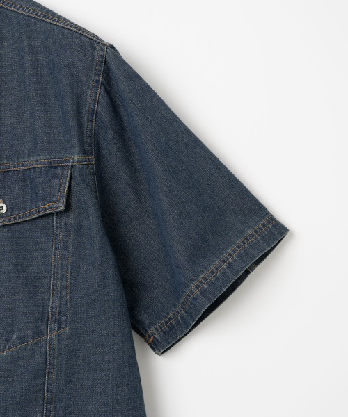 Two Pocket Denim Half Shirts [Fade Blue]