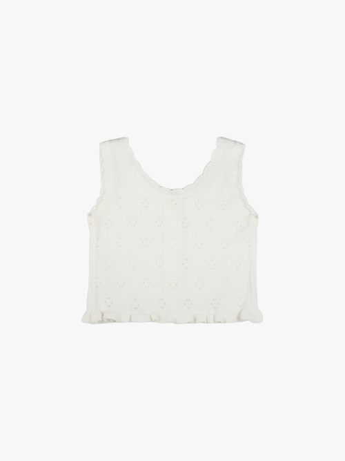 FRILL PUNCHING KNIT VEST IVORY