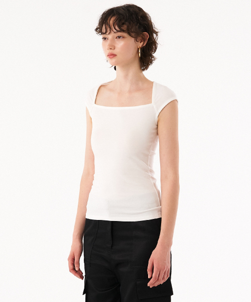 Harper square neckline top white