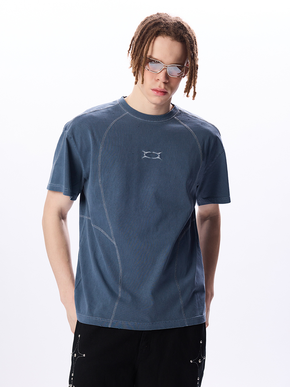 MUSINSA公式 | CRITIC INCISION PIGMENT T-SHIRTS BLUE