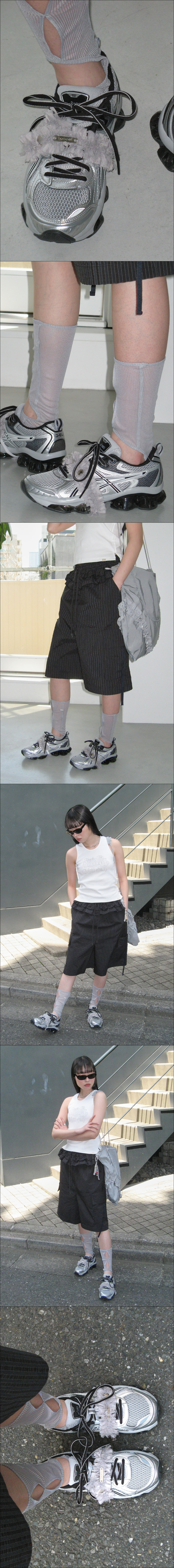 Ruffled Lace Shoes Band [Gray] 상세 이미지 2