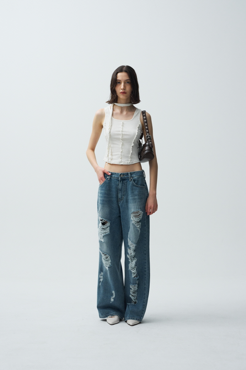 ●MIDNIGHT MOVE● pg damage pants blue 24sp71 MUSINSA | MIDNIGHT MOVE dg denim pants (blue)