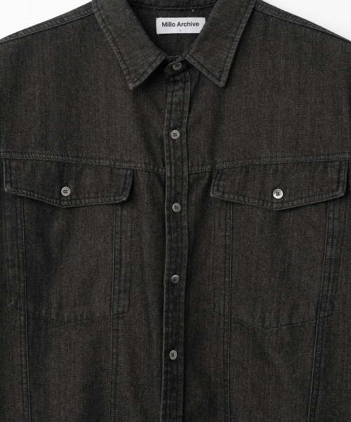 Two Pocket Denim Half Shirts черный