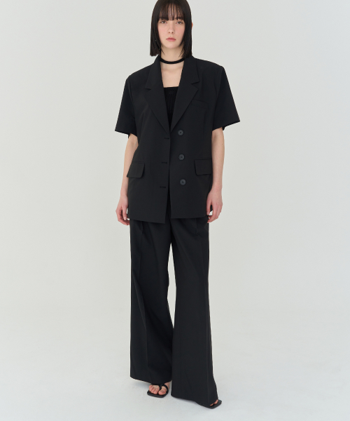 Летние шерстяные брюки с 3 защипами (Black)