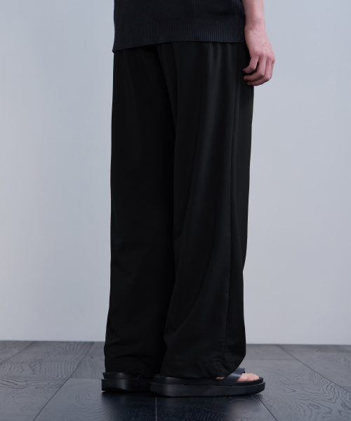 COOLING RELAXED WIDE BANDING PANTS [BLACK]