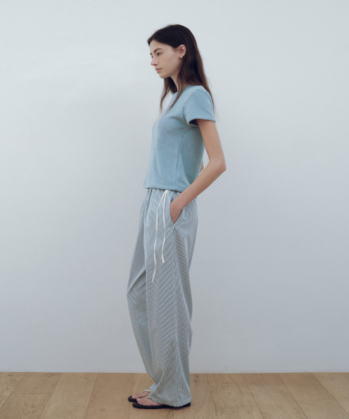 Stripe banding strap pants