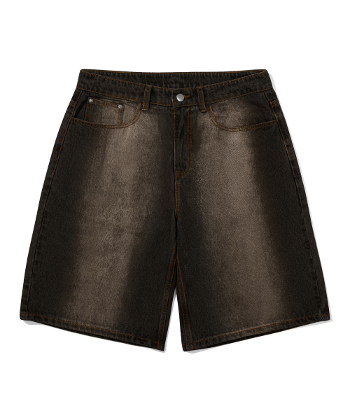 FRONT WASHING BURMUDA DENIM SHORTS (YELLOW BLACK)
