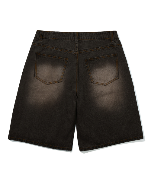 FRONT WASHING BURMUDA DENIM SHORTS (YELLOW BLACK)