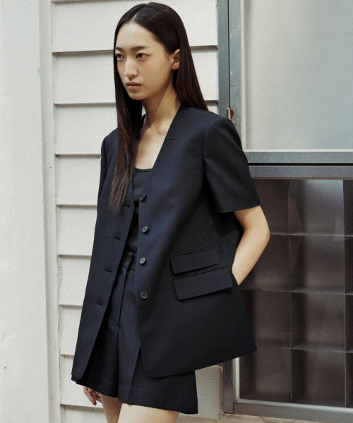 NOCOLLAR SINGLE BLAZER_2COLOR