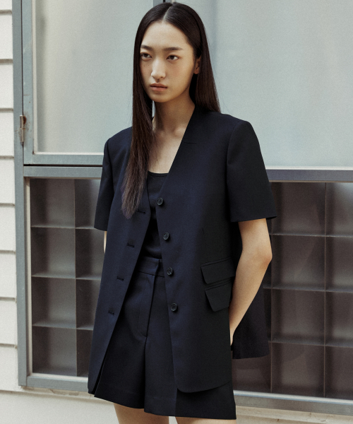 NOCOLLAR SINGLE BLAZER_2COLOR