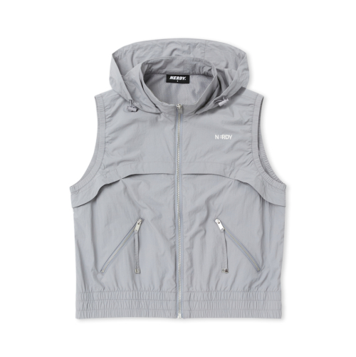 Женский тканый жилет с капюшоном Grey