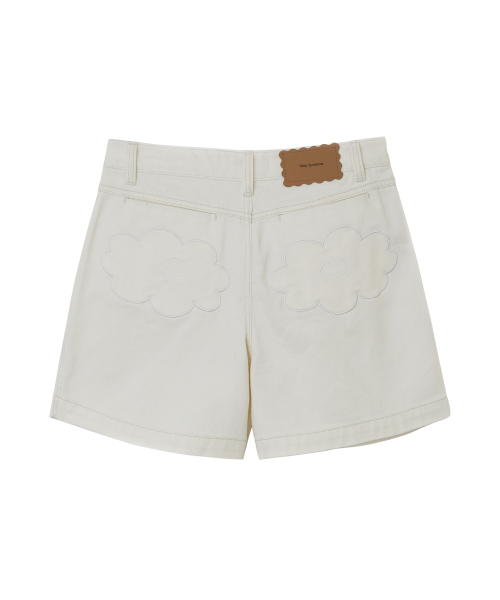 BALLOON DENIM SHORTS ivory