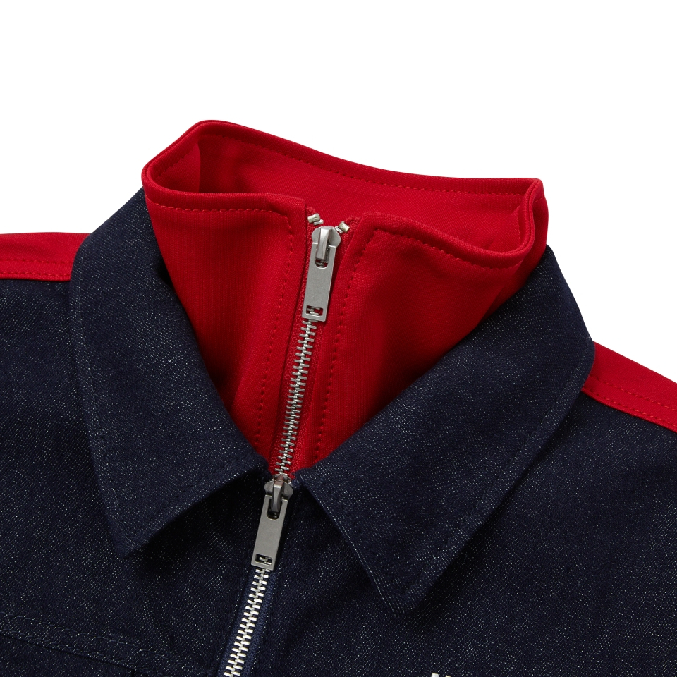 ☆NERDY☆ Women's Denim Mix Track Top Deep Red MUSINSA | NERDY Women's Denim Mix Track Top Deep Red