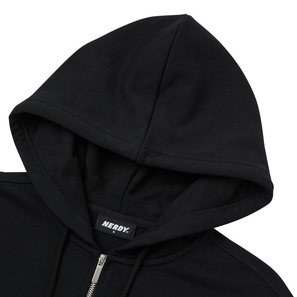 MUSINSA | NERDY Women's Souffle Crop Hoodie Zip-Up Black