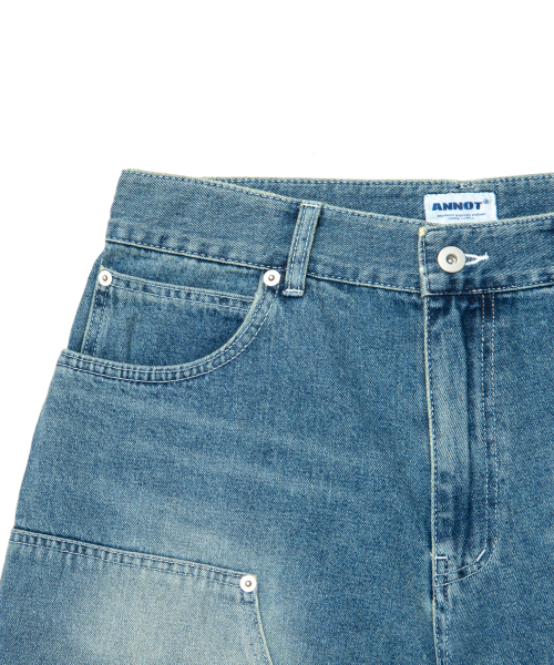 Джинсовые шорты-карпентеры Double Knee (Light Blue)