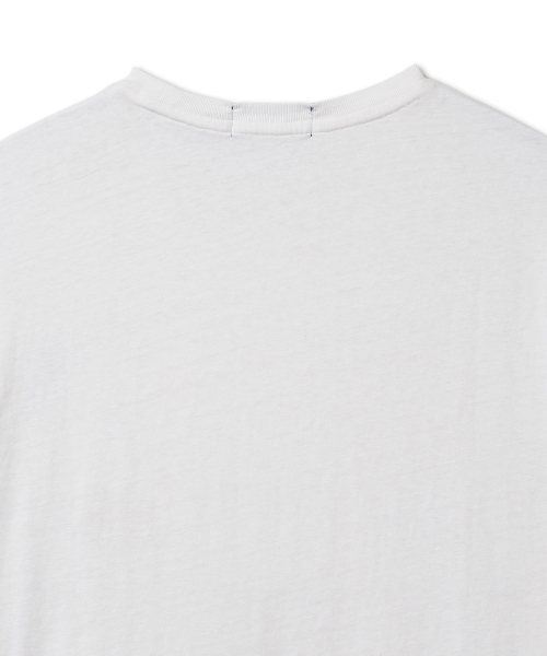 Футболка Classic Fit из хлопка и льна с карманом — White