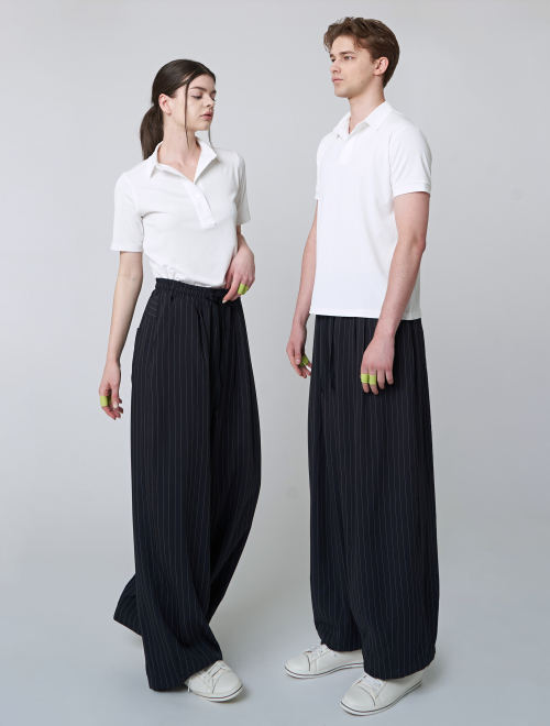 Широкие брюки в полоску AU41PT11_Dark Navy