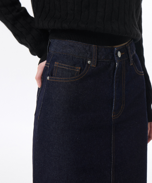 Womens Denim Midi Skirt [Deep Indigo] thumbnail 4