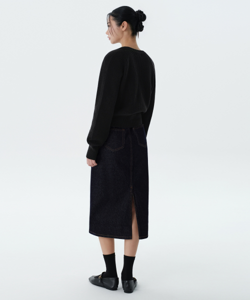 Womens Denim Midi Skirt [Deep Indigo] thumbnail 7
