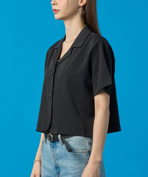 Прохладная укороченная куртка без рукавов с воротником [BLACK] KGL.