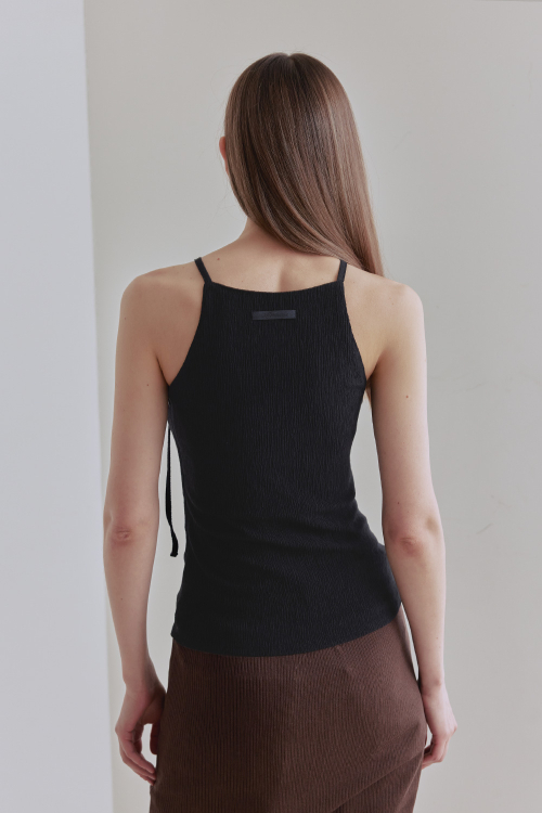 LACE UP HALTER SLEEVELESS TOP (BLACK)