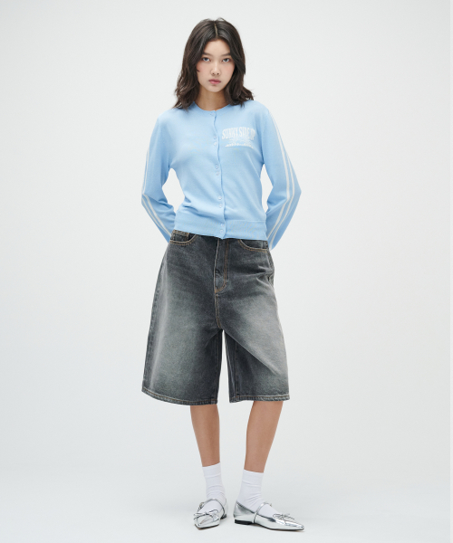 (Womens) Кардиган в полоску (Sky Blue)