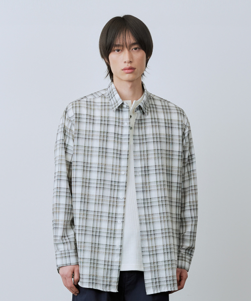 Seersucker Summer Check Shirts [LE04 Gray]