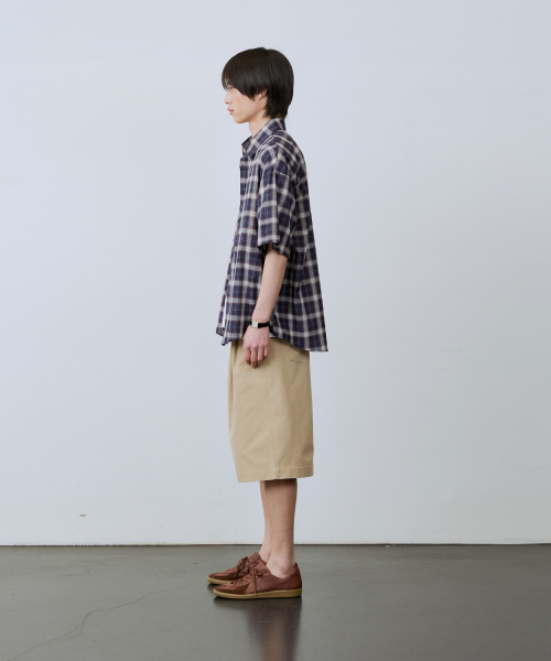 Seersucker Check Half Shirts [2409 Navy]